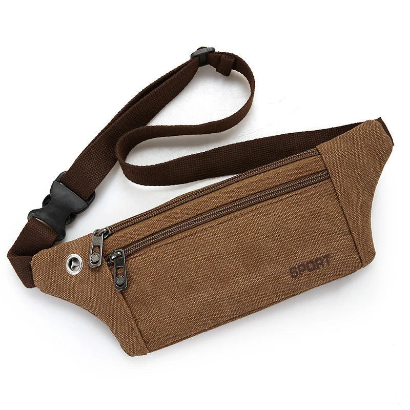 Canvas Fit Ultra-Thin Anti-Theft Running Waistpack brown by HitMyNeed