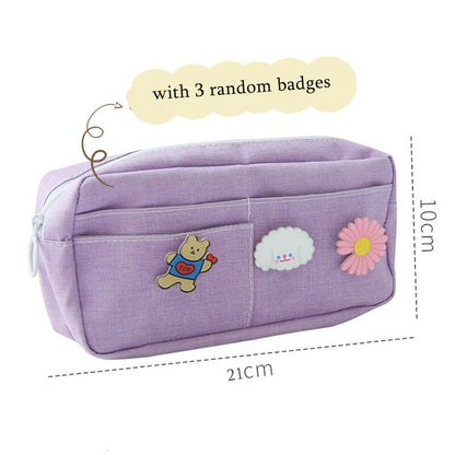 Canvas Pencil Case with Kawaii Badges by HitMyNeed