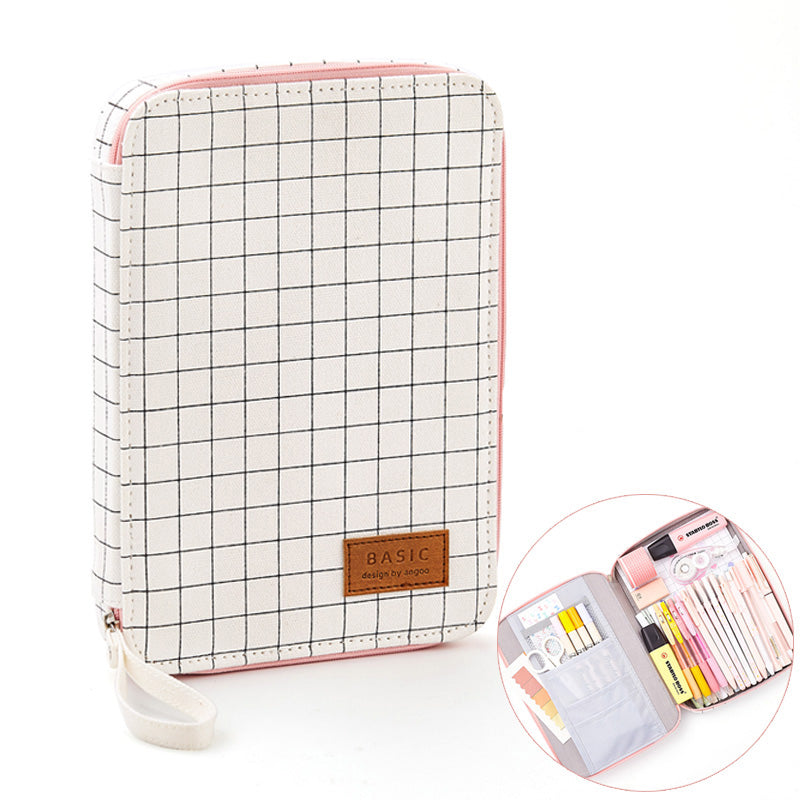Canvas Stationery Pouch and Gadget Storage Bag a-grid by HitMyNeed