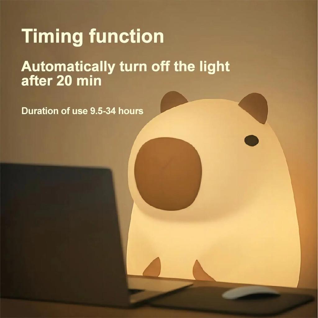 Capybara Silicone Night Light with Timer & Dimming by HitMyNeed
