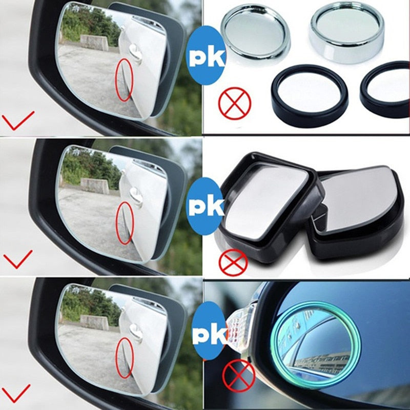 Car Blind Spot Mirrors 2pcs - Wide Angle Safety Glass by HitMyNeed