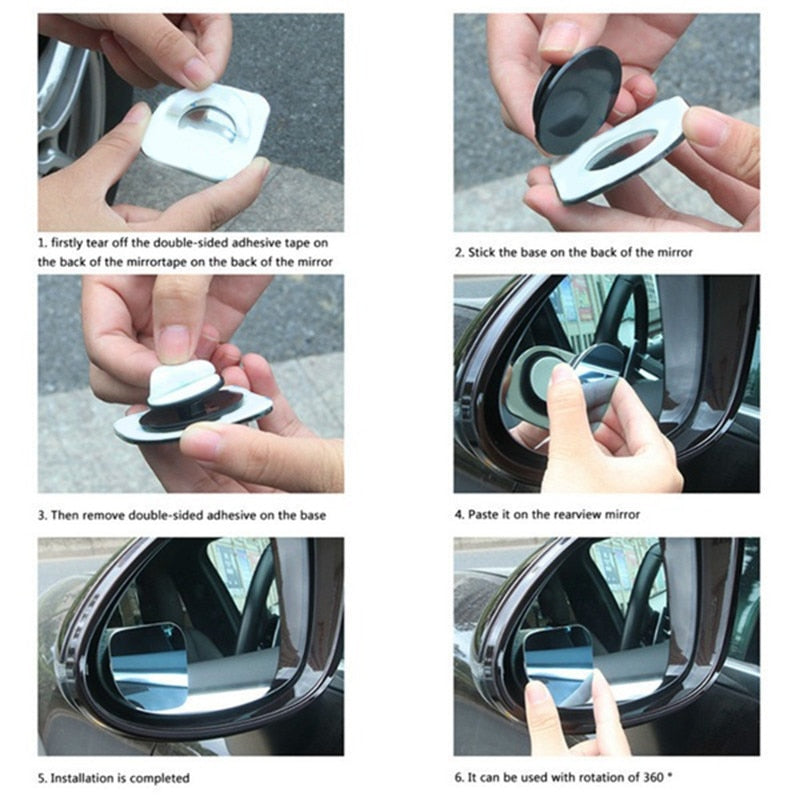 Car Blind Spot Mirrors 2pcs - Wide Angle Safety Glass by HitMyNeed