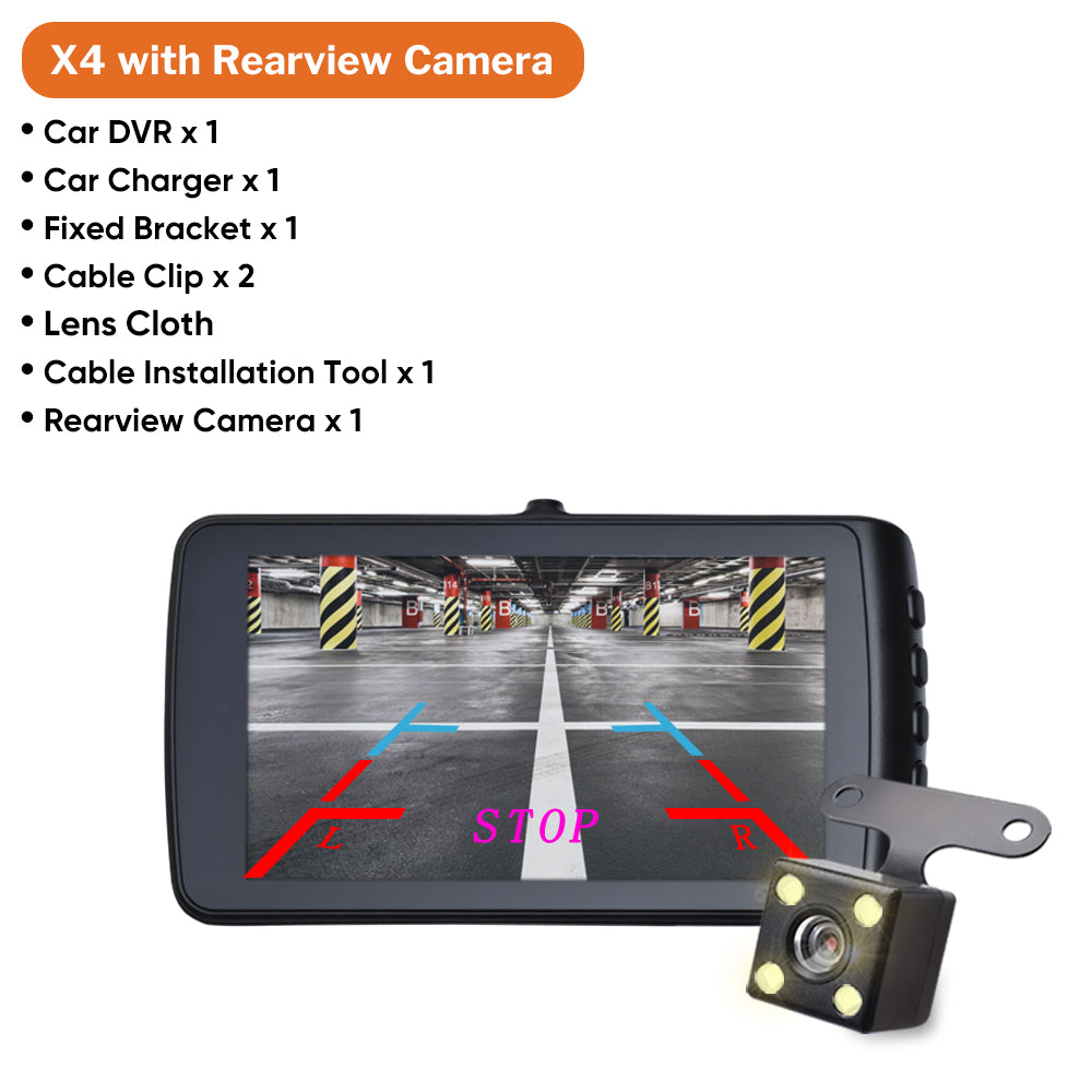 Car Dash Cam DVR with 4" Screen & Parking Mode with-rearview-camera none by HitMyNeed