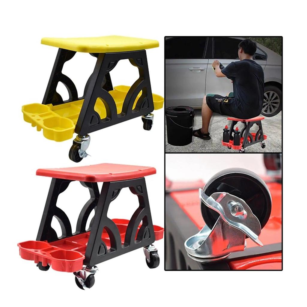 Car Detailing Rolling Stool with Storage Tray by HitMyNeed
