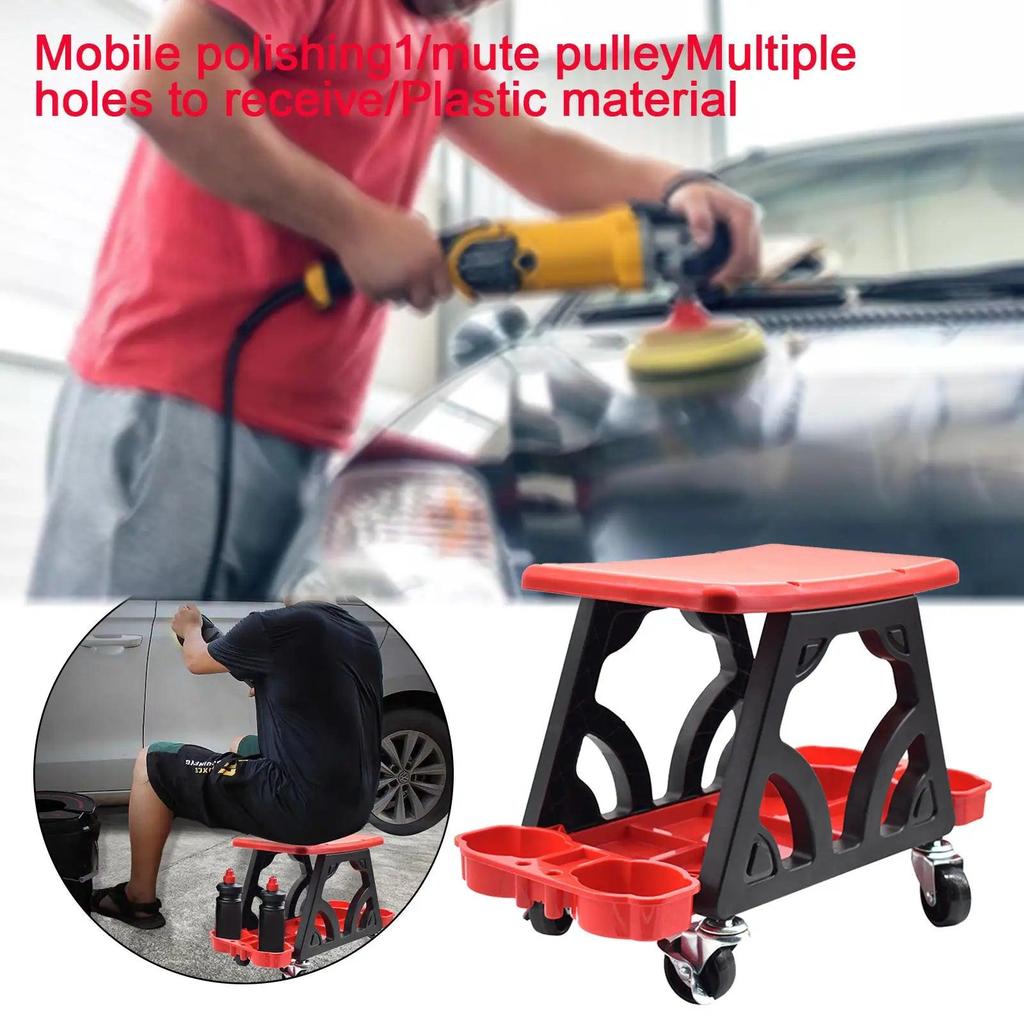 Car Detailing Rolling Stool with Storage Tray by HitMyNeed