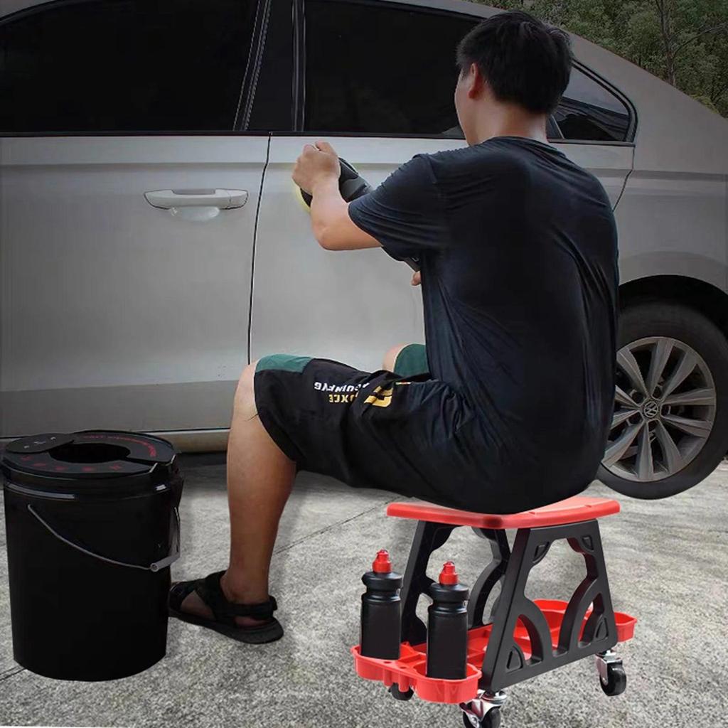 Car Detailing Rolling Stool with Storage Tray by HitMyNeed