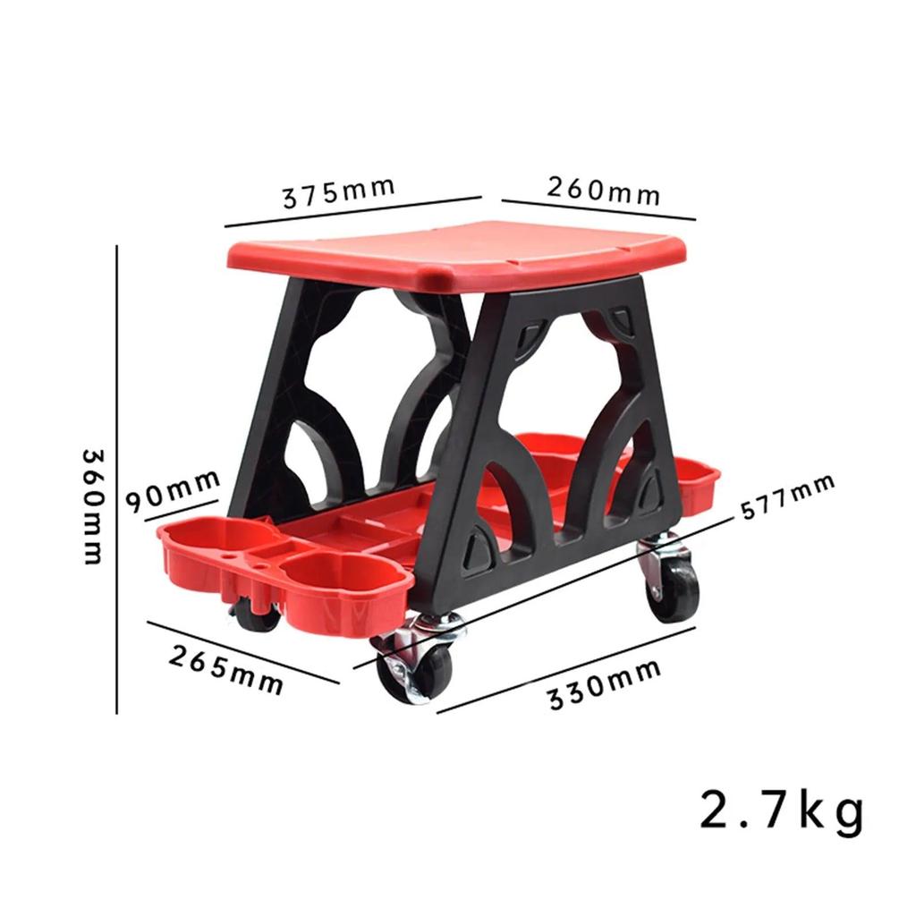 Car Detailing Rolling Stool with Storage Tray by HitMyNeed