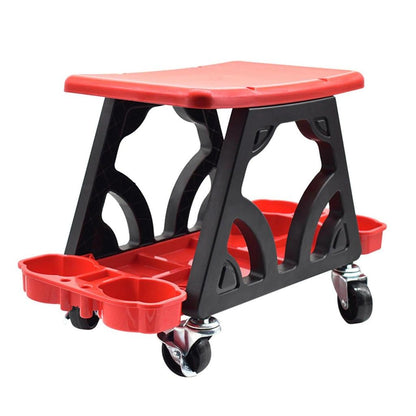 Car Detailing Rolling Stool with Storage Tray red by HitMyNeed