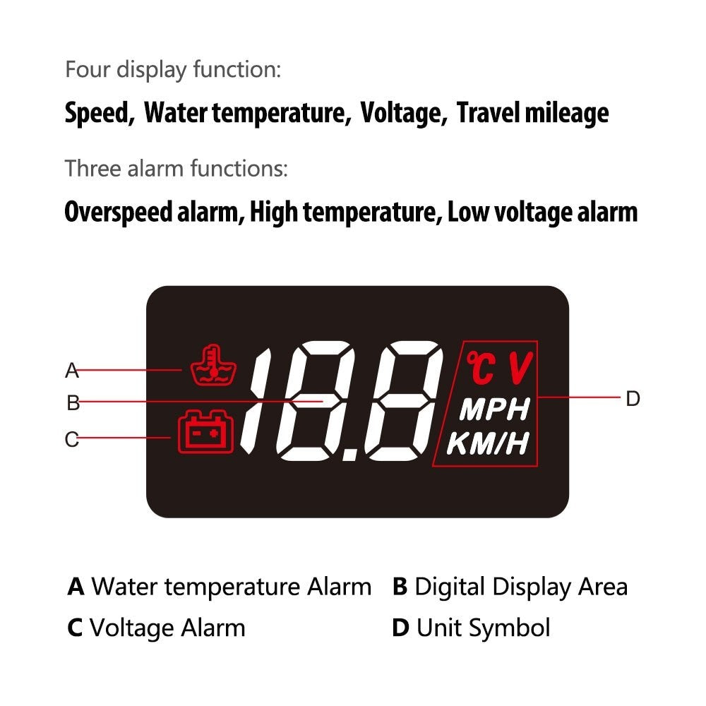 Car Head Up Display with Windshield Speed Warning by HitMyNeed