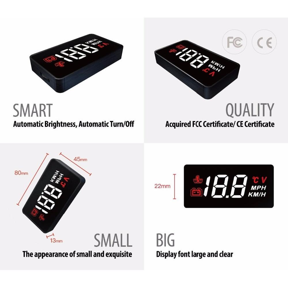 Car Head Up Display with Windshield Speed Warning by HitMyNeed