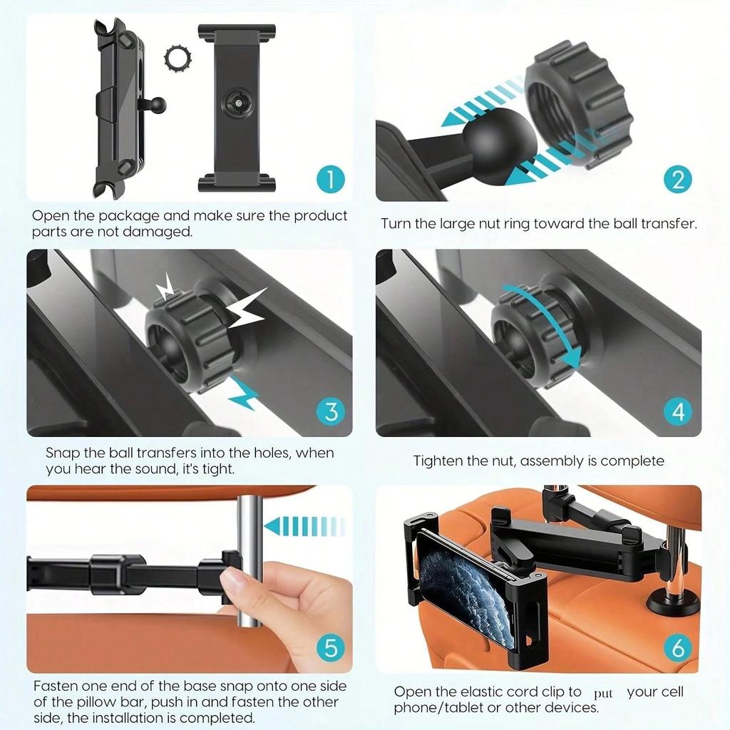 Car Headrest Tablet Holder for 4.7-12.9" Devices by HitMyNeed