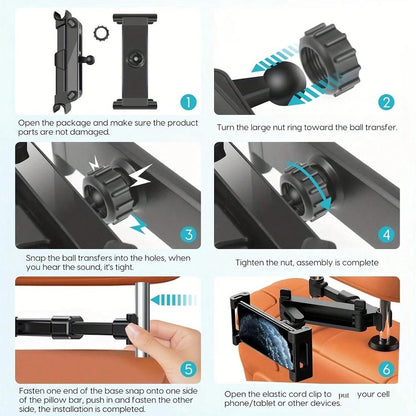 Car Headrest Tablet Holder for 4.7-12.9" Devices by HitMyNeed
