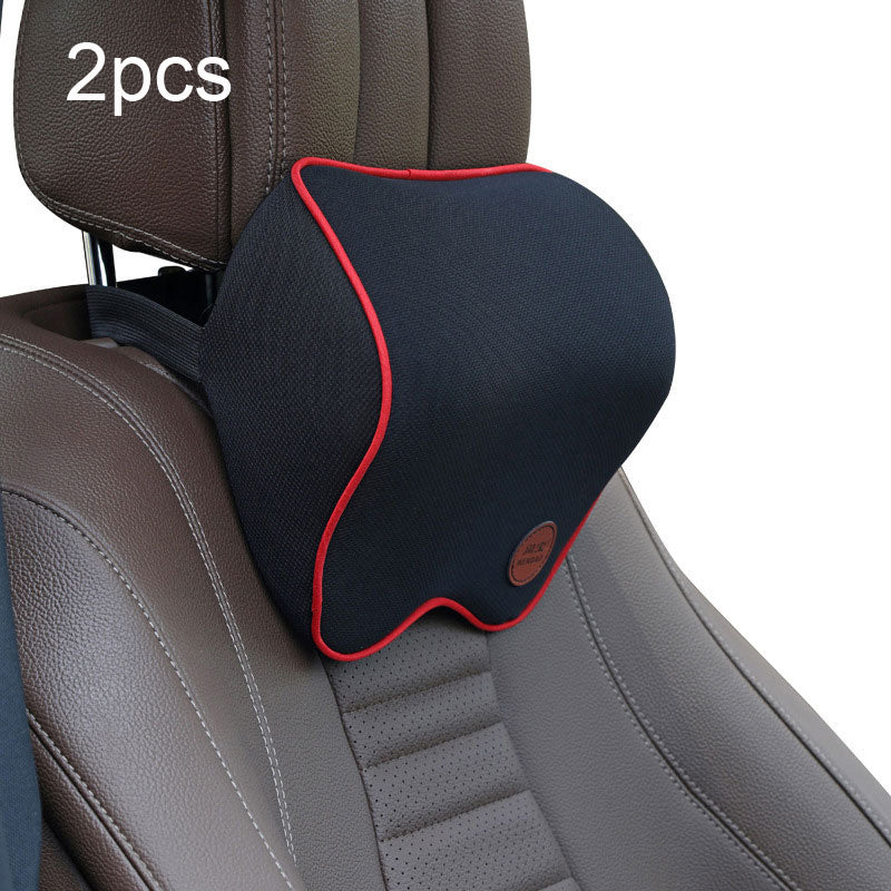Car Neck Rest Head Support Pillow Set (2 Pack) 2pcs-black-red by HitMyNeed
