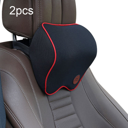 Car Neck Rest Head Support Pillow Set (2 Pack) 2pcs-black-red by HitMyNeed