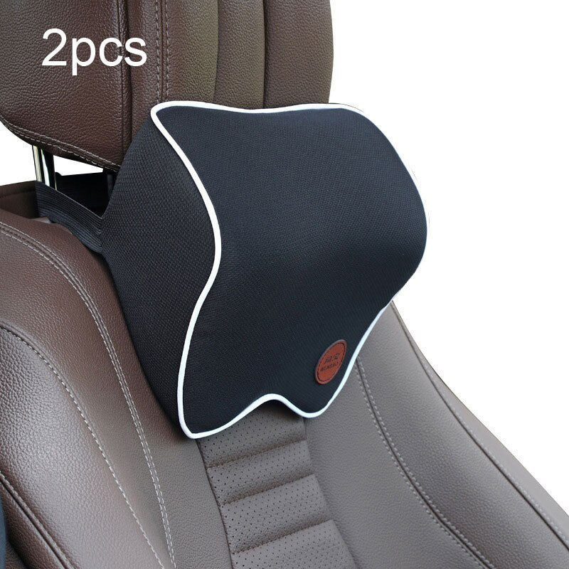 Car Neck Rest Head Support Pillow Set (2 Pack) 2pcs-black-white by HitMyNeed