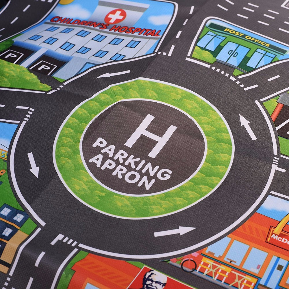 Car Play Mat Parking Road Map with 10 Toy Cars by HitMyNeed