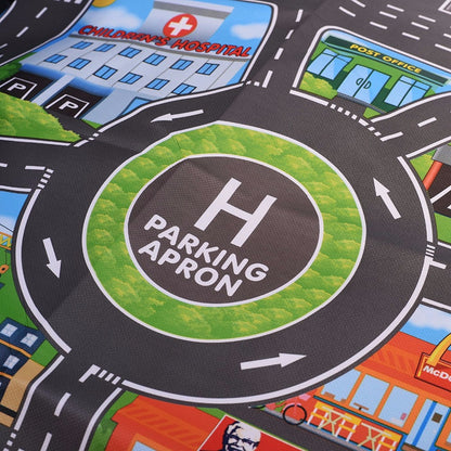 Car Play Mat Parking Road Map with 10 Toy Cars by HitMyNeed