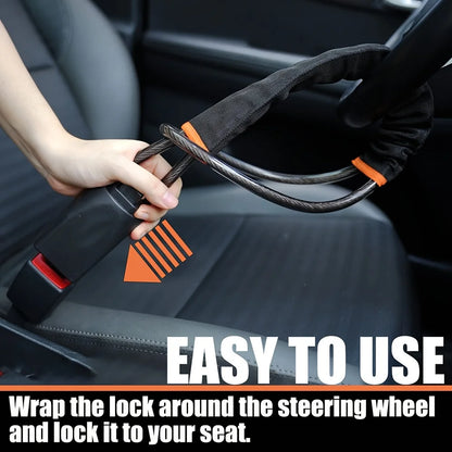 Car Steering Wheel Cable Lock in 4 Colors by HitMyNeed