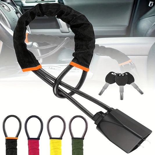Car Steering Wheel Cable Lock in 4 Colors black by HitMyNeed