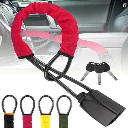 Car Steering Wheel Cable Lock in 4 Colors red by HitMyNeed