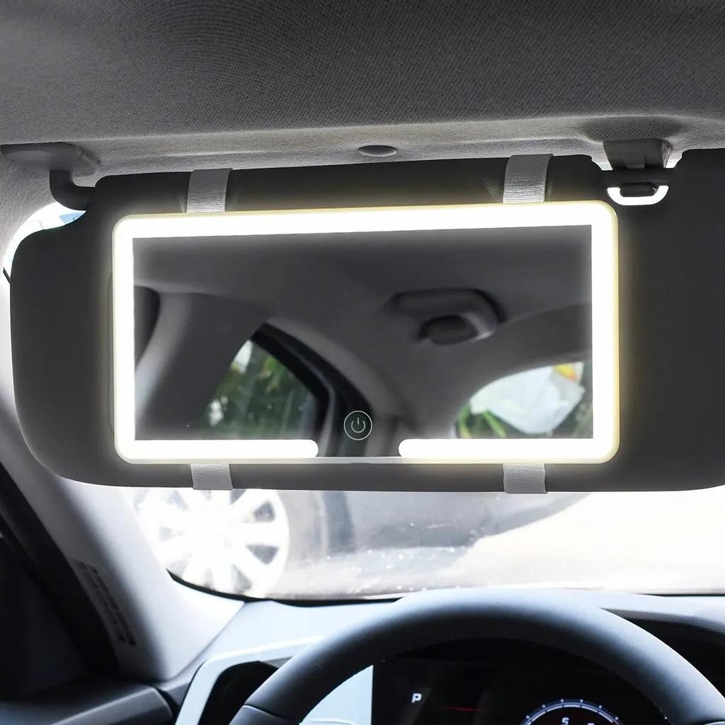Car Sun Visor LED Makeup Mirror with Touch Dimming by HitMyNeed