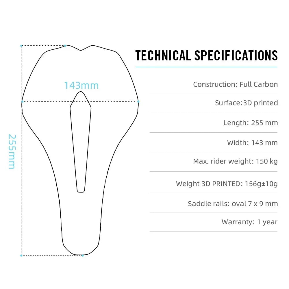 Carbon 3D Printed Ultralight Bike Saddle 115g by HitMyNeed