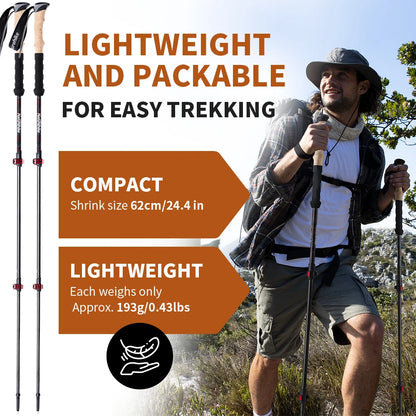 Carbon Fiber Collapsible Trekking Poles (Pair) by HitMyNeed