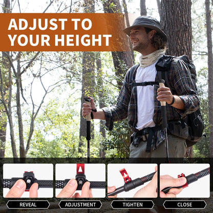 Carbon Fiber Collapsible Trekking Poles (Pair) by HitMyNeed