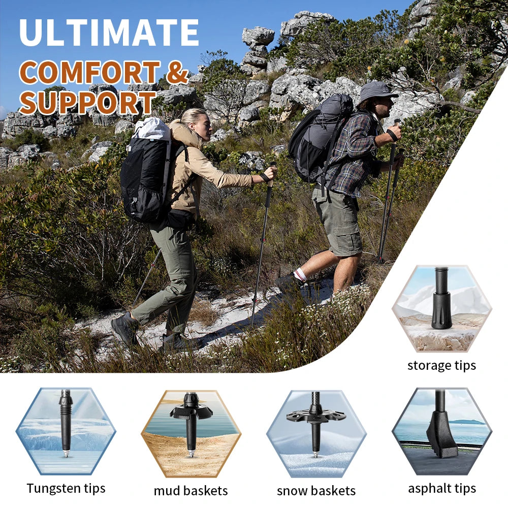 Carbon Fiber Collapsible Trekking Poles (Pair) by HitMyNeed