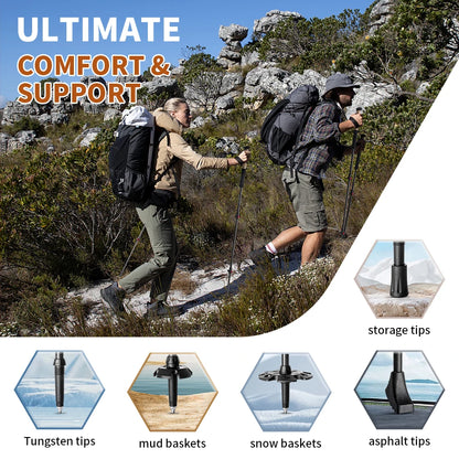 Carbon Fiber Collapsible Trekking Poles (Pair) by HitMyNeed