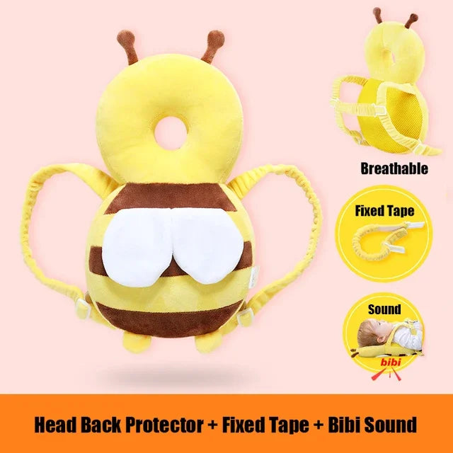 Cartoon Bee Baby Head Protector Pillow Backpack 34cm-plush-yellow by HitMyNeed