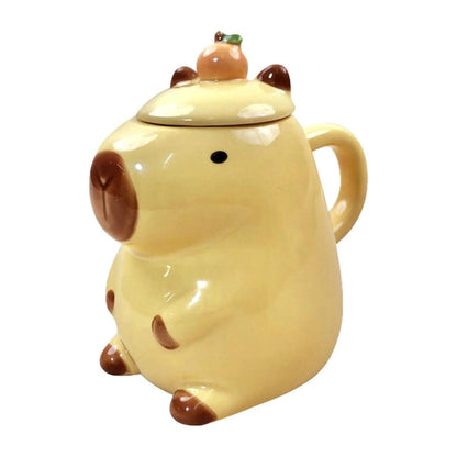 Cartoon Capybara Ceramic Mug with Lid 450ml by HitMyNeed