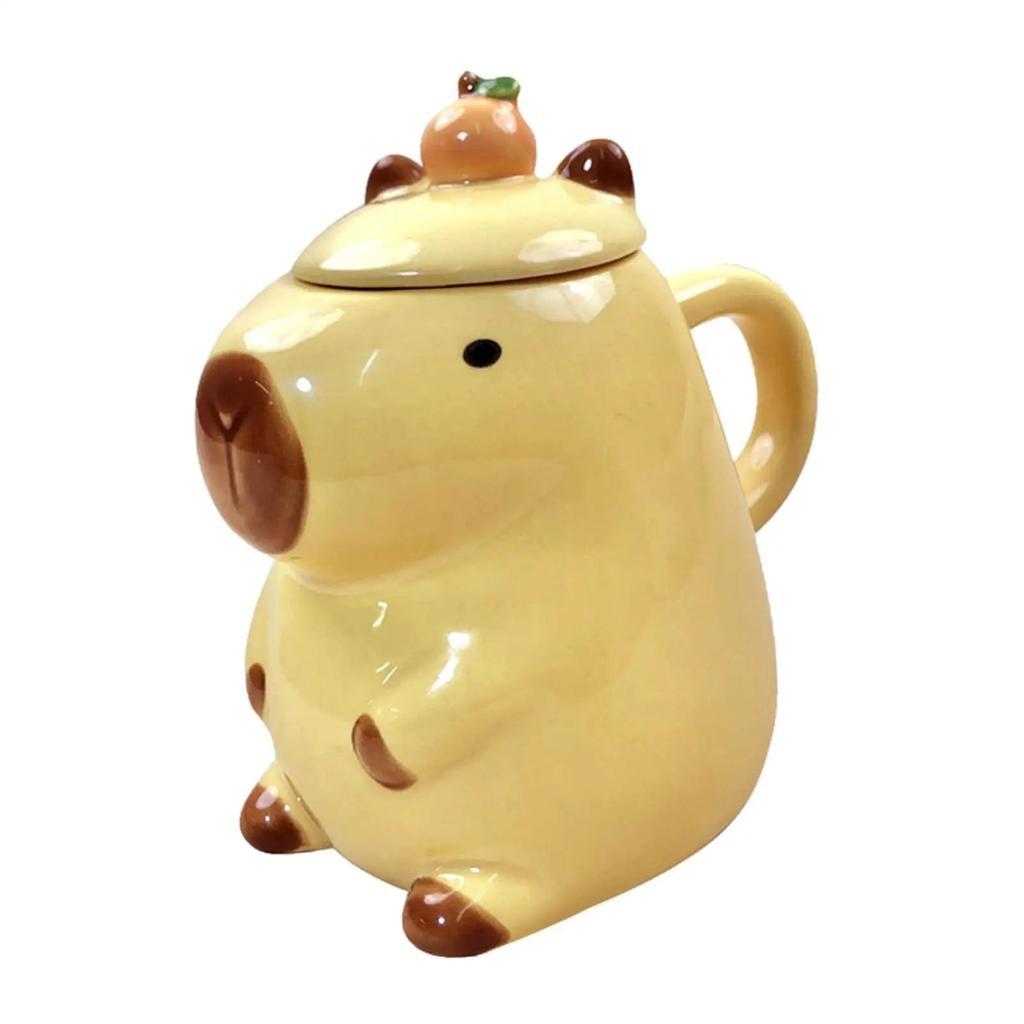 Cartoon Capybara Ceramic Mug with Lid 450ml by HitMyNeed