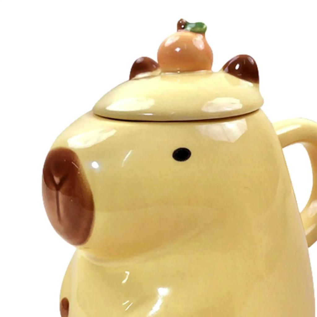 Cartoon Capybara Ceramic Mug with Lid 450ml by HitMyNeed