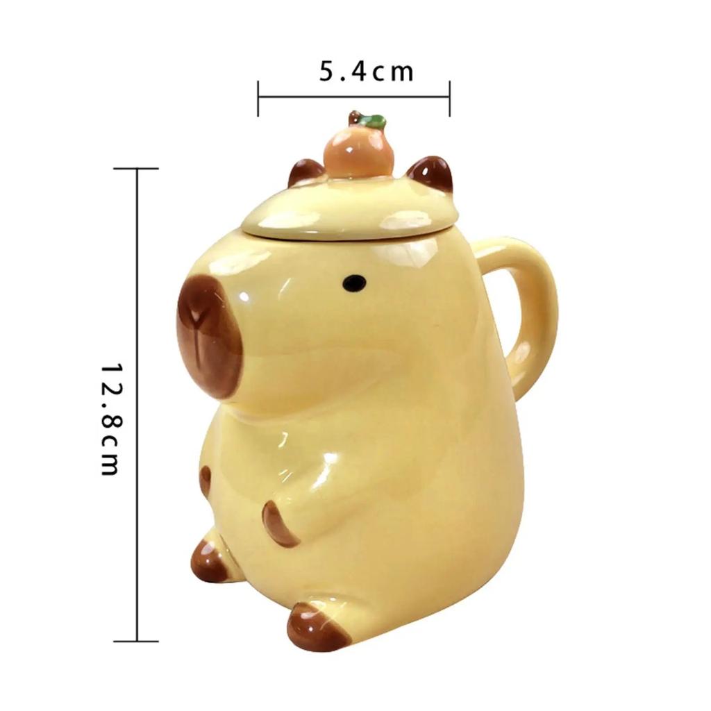 Cartoon Capybara Ceramic Mug with Lid 450ml by HitMyNeed