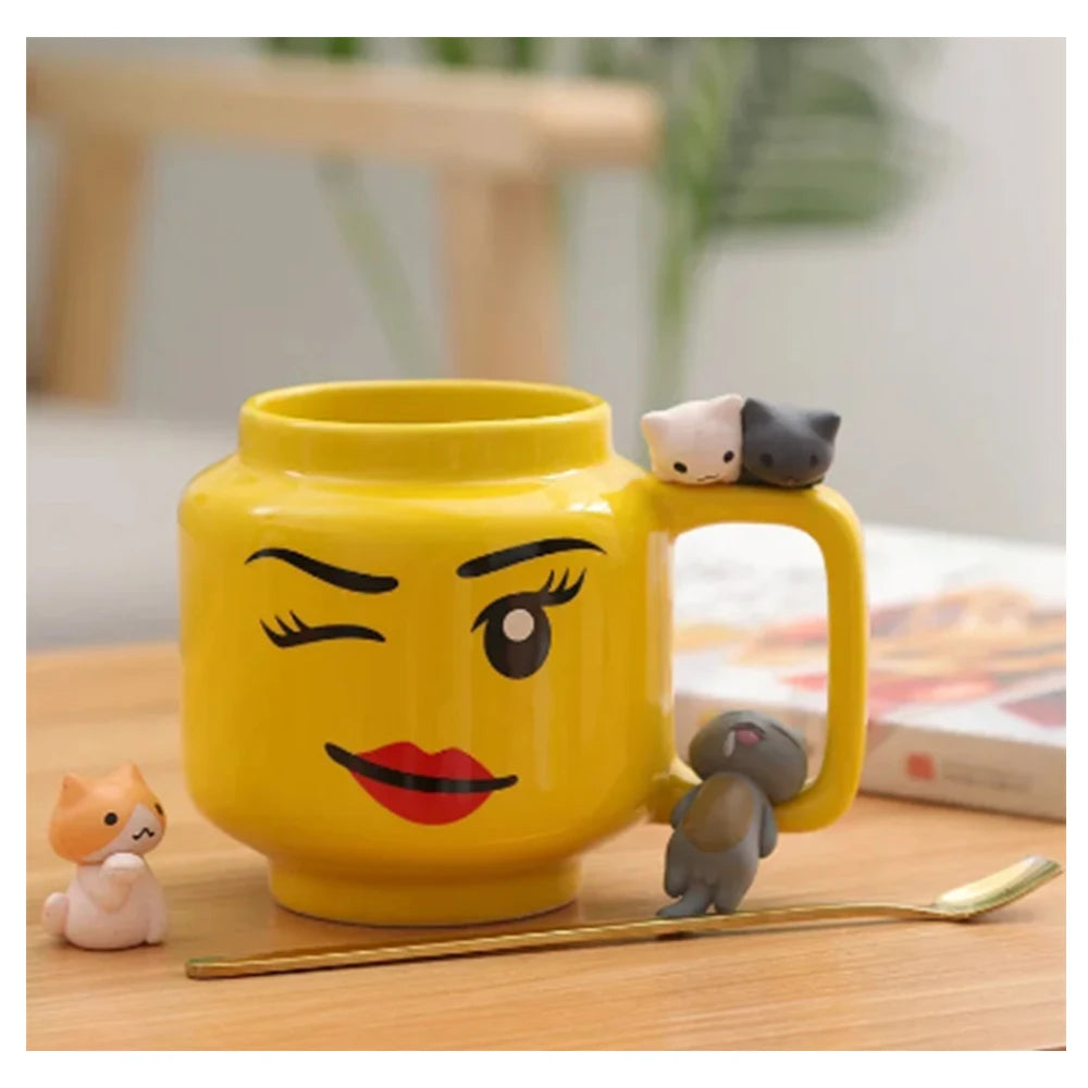 Cartoon Ceramic Mug 250ml with Impish Face Design by HitMyNeed