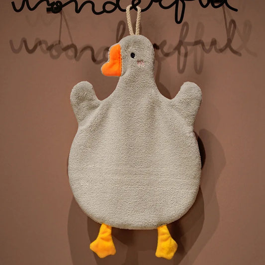 Cartoon Goose Hanging Hand Towel for Kitchen & Bath gray by HitMyNeed