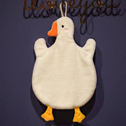 Cartoon Goose Hanging Hand Towel for Kitchen & Bath white by HitMyNeed