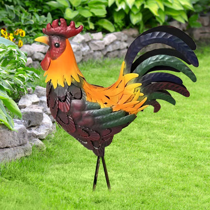 Carved Iron Outdoor Rooster Garden Statue by HitMyNeed