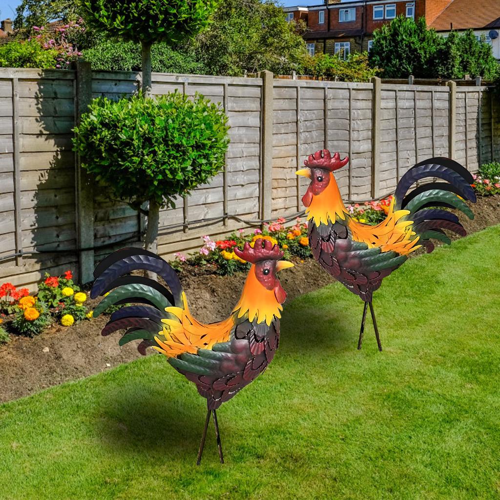 Carved Iron Outdoor Rooster Garden Statue by HitMyNeed