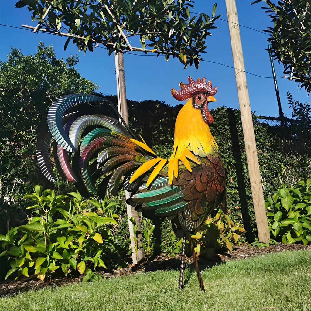 Carved Iron Outdoor Rooster Garden Statue by HitMyNeed