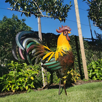 Carved Iron Outdoor Rooster Garden Statue by HitMyNeed