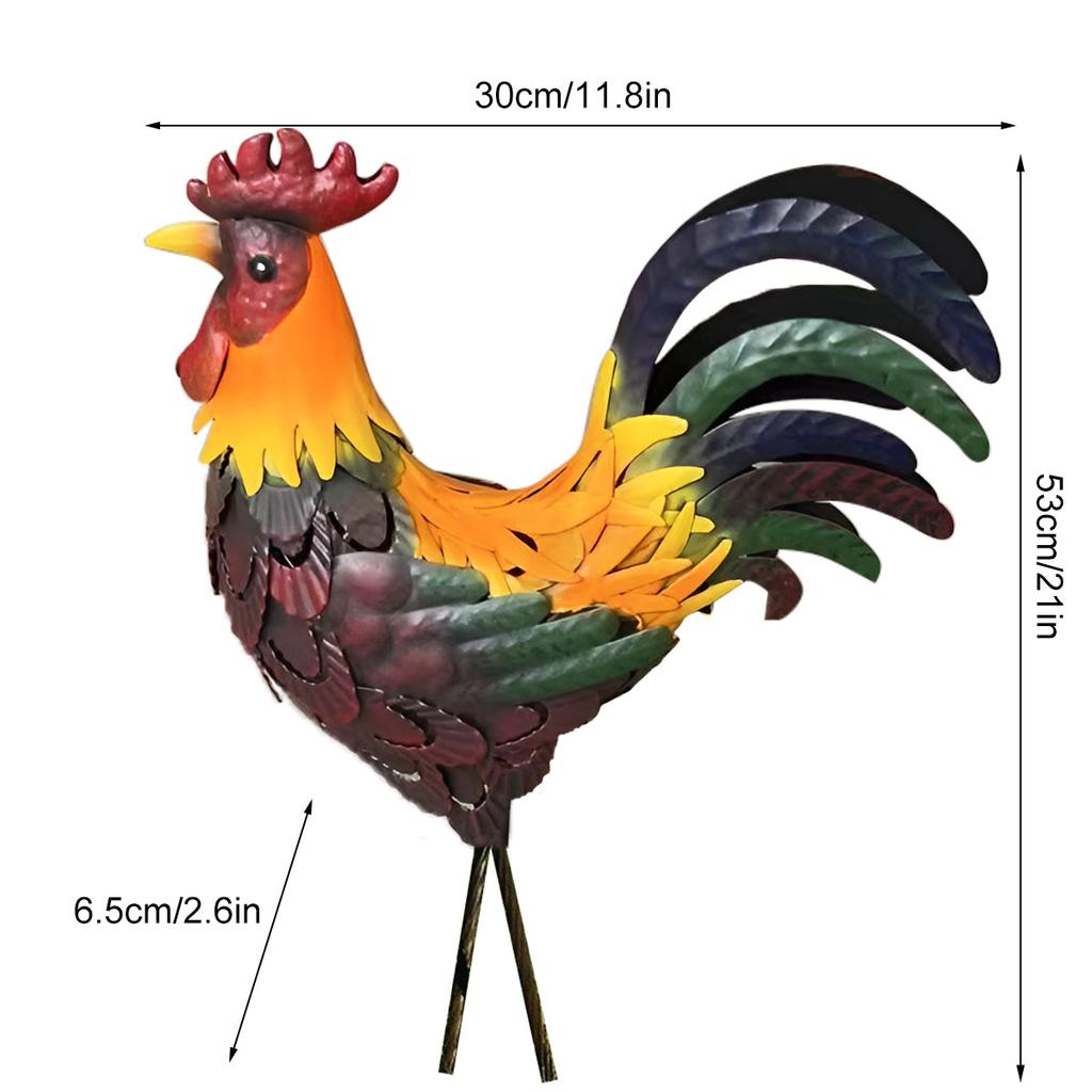 Carved Iron Outdoor Rooster Garden Statue by HitMyNeed