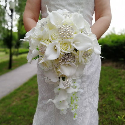 Cascading Artificial Bridal Bouquet in White by HitMyNeed