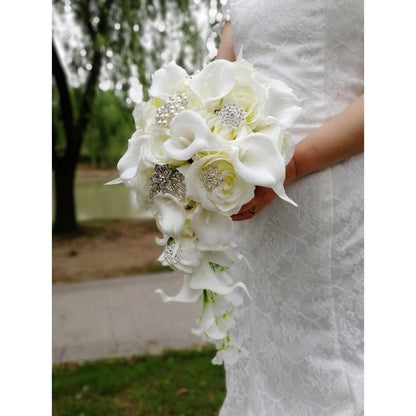 Cascading Artificial Bridal Bouquet in White by HitMyNeed