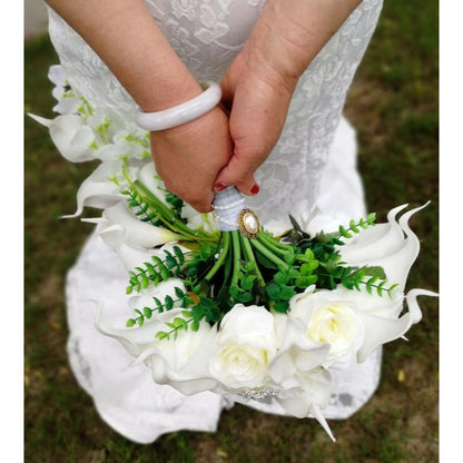 Cascading Artificial Bridal Bouquet in White by HitMyNeed