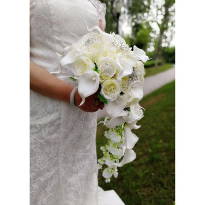 Cascading Artificial Bridal Bouquet in White by HitMyNeed