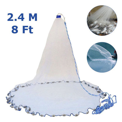 Cast Net Easy Throw Nylon Fishing Net 2.4m by HitMyNeed
