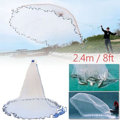 Cast Net Easy Throw Nylon Fishing Net 2.4m by HitMyNeed