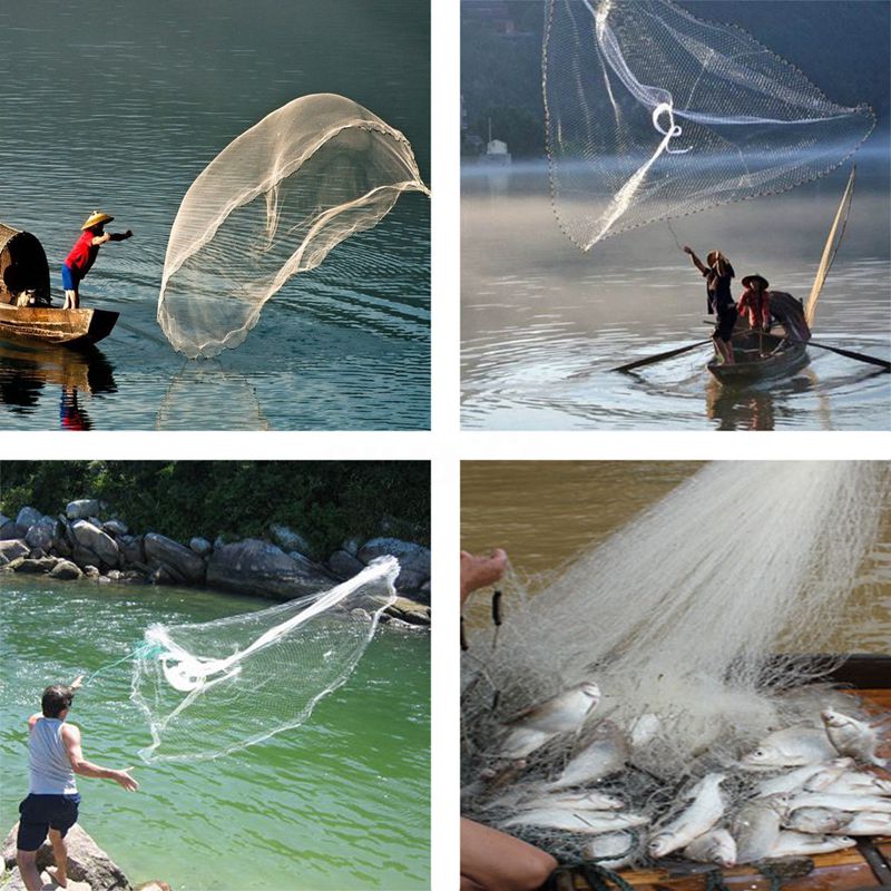 Cast Net Easy Throw Nylon Fishing Net 2.4m by HitMyNeed